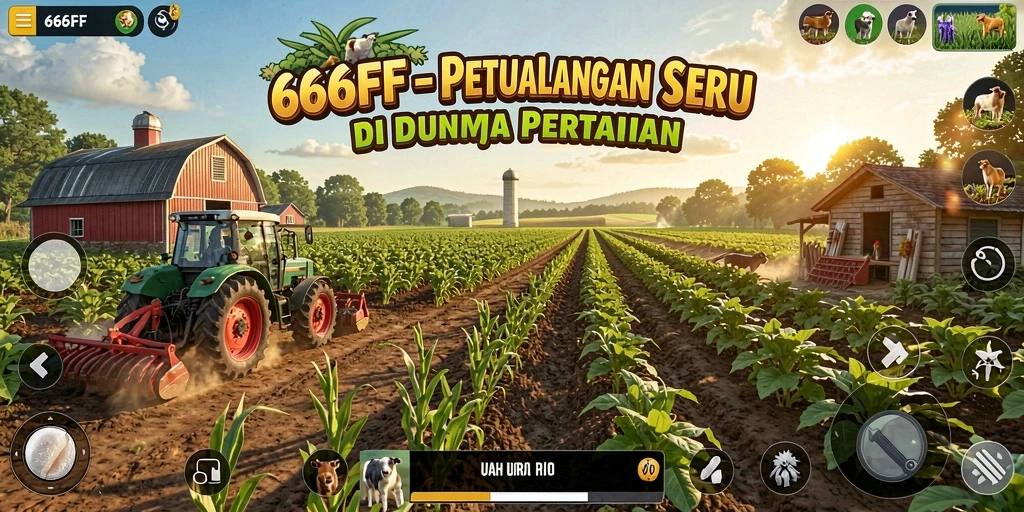 Tangkapan layar dari gameplay <strong>666FF</strong> yang menunjukkan aktifitas bertani yang seru.