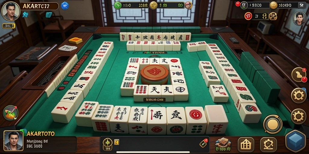 Tampilan menarik dari gameplay Mahjong di AKARTOTO.