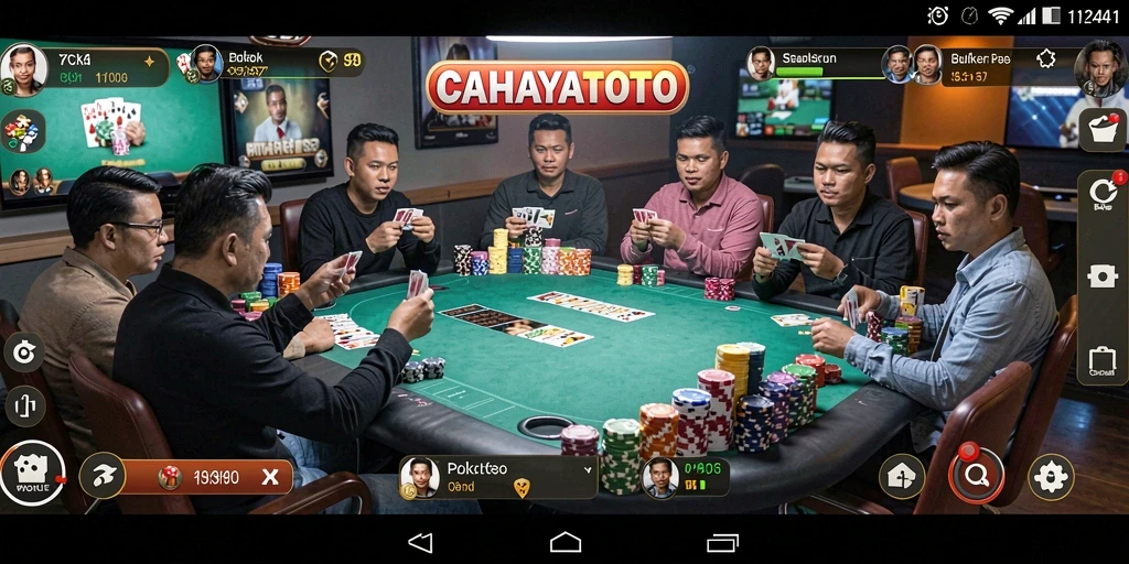 Screenshot gameplay CAHAYATOTO menampilkan suasana permainan Poker yang mendebarkan.