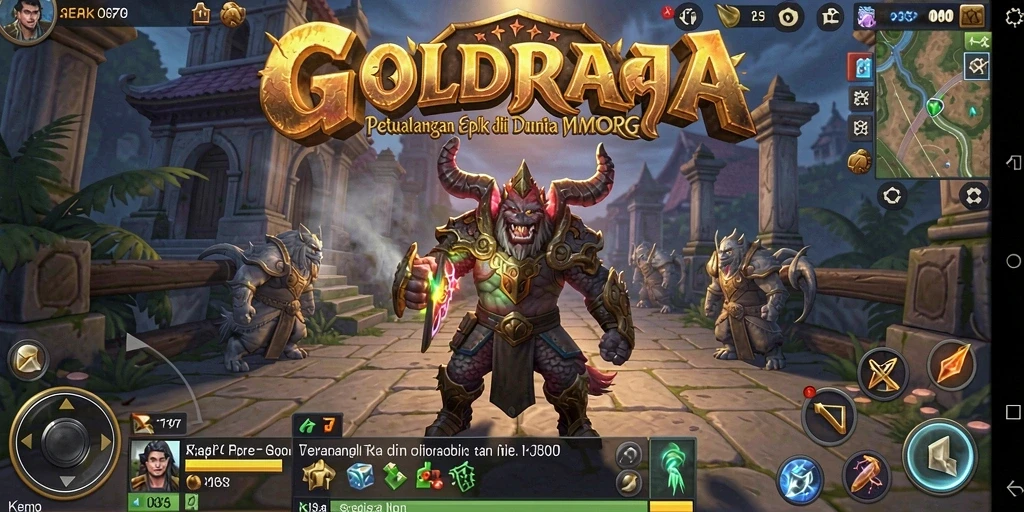 Tampilan gameplay menakjubkan di dunia fantasy GOLDRAJA.