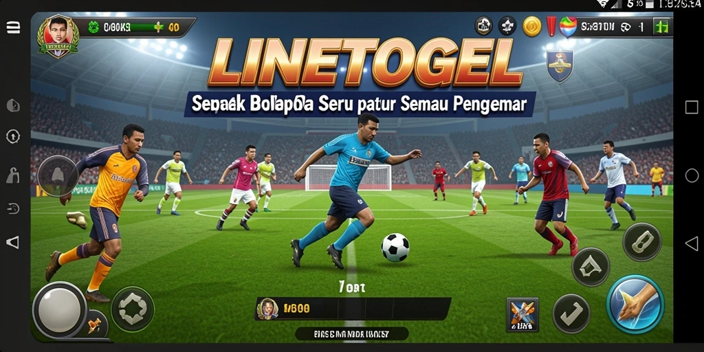 Tampilan layar utama LINETOGEL dengan gameplay sepak bola yang mendebarkan.