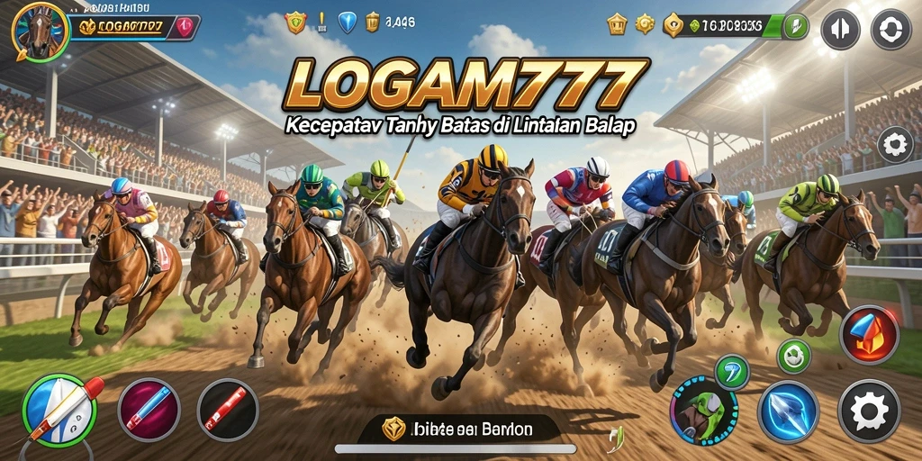 Screenshot utama LOGAM777 menampilkan aksi cepat dalam balapan yang mendebarkan.