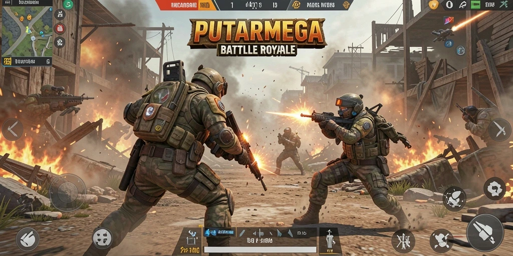 Gameplay seru PUTARMEGA dalam pertempuran Battle Royale.